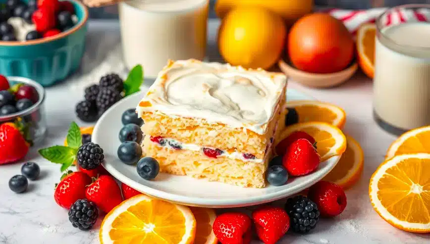 Step-by-step process of preparing a kefir sheet cake, showing batter being poured into a baking pan and ready to be baked.