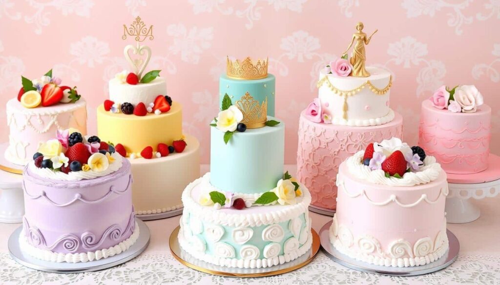 An intricately decorated Princess Cake on a vintage cake stand, symbolizing its royal origins and cultural significance in Swedish baking.