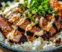 Savory Korean BBQ Steak Rice Bowls Topped with a Delicious Spicy Cream Sauce